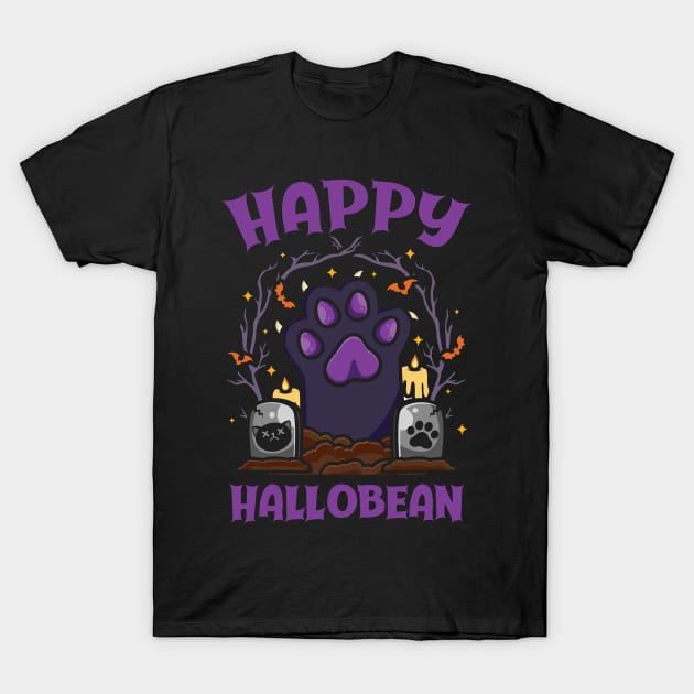 Cute Cat Halloween Happy Hallobean T-Shirt by ultraelectrogalacticshop